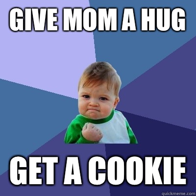 Give mom a hug Get a cookie  Success Kid