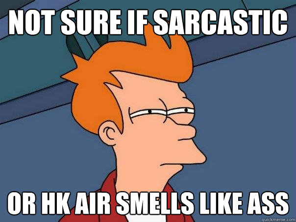 Not sure if sarcastic Or hk air smells like ass  Futurama Fry