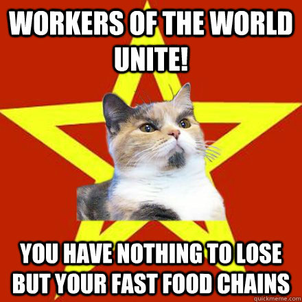 workers of the world unite! You have nothing to lose but your fast food chains  Lenin Cat