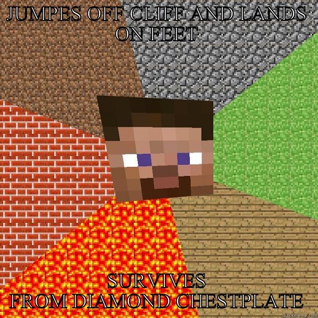 This is the title  - JUMPES OFF CLIFF AND LANDS ON FEET SURVIVES FROM DIAMOND CHESTPLATE Minecraft