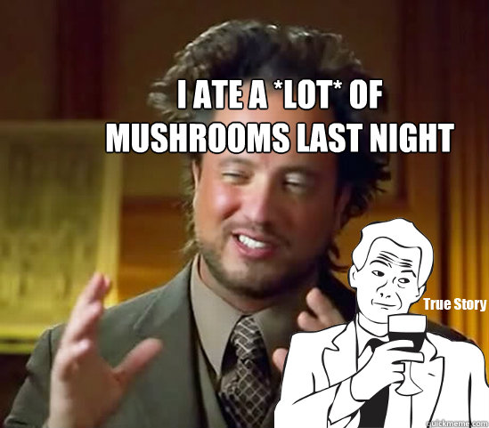 I ate a *lot* of mushrooms last night - I ate a *lot* of mushrooms last night  Ancient Aliens - True Story