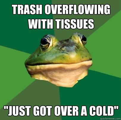 trash overflowing with tissues 