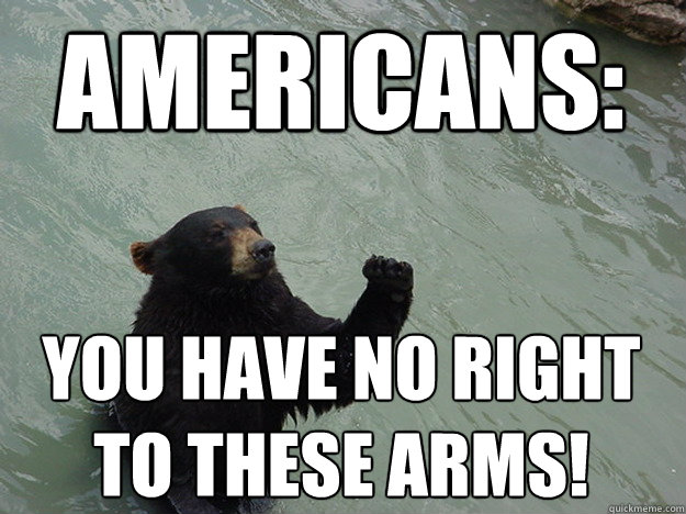 Americans: you have no right to these arms!  Vengeful Bear