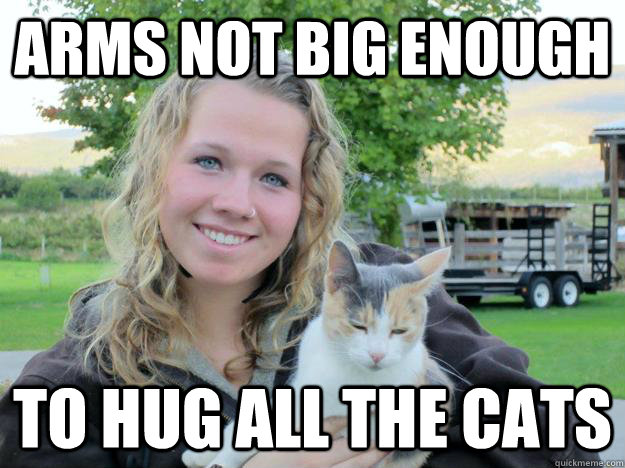 Arms not big enough to hug all the cats - Arms not big enough to hug all the cats  Crazy Cat Lady