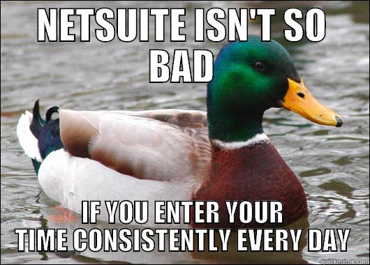 NETSUITE ISN'T SO BAD IF YOU ENTER YOUR TIME CONSISTENTLY EVERY DAY Actual Advice Mallard