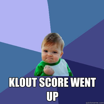  KLOUT SCORE WENT UP  Success Baby