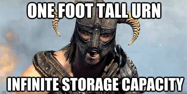 one foot tall urn Infinite storage capacity  skyrim