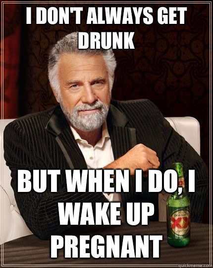 I don't always get drunk but when I do, I wake up pregnant   The Most Interesting Man In The World