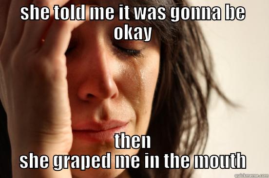 SHE TOLD ME IT WAS GONNA BE OKAY THEN SHE GRAPED ME IN THE MOUTH First World Problems