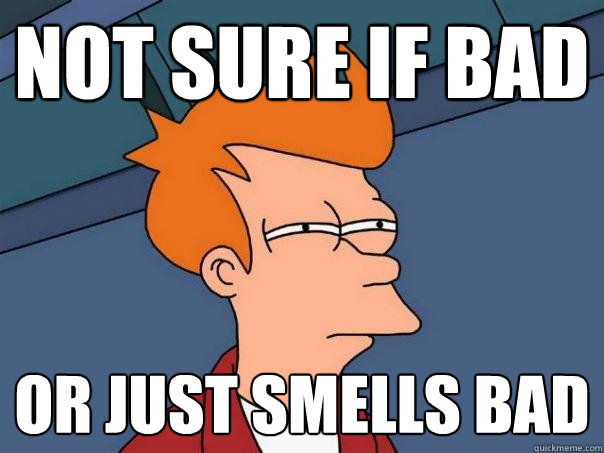 not sure if bad or just smells bad - not sure if bad or just smells bad  Futurama Fry