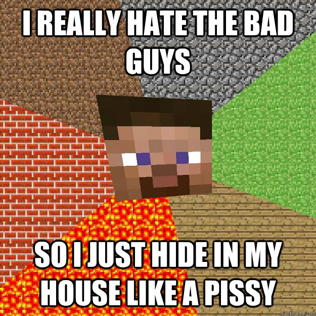 i really hate the bad guys So i just hide in my house like a pissy  Minecraft