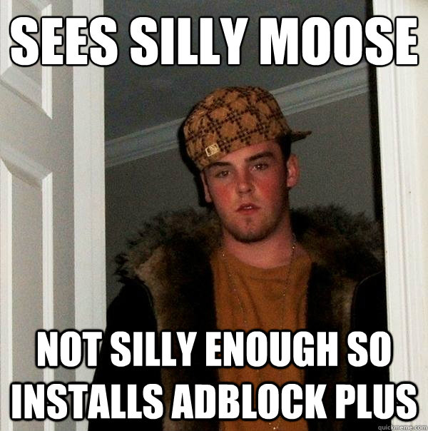 Sees Silly moose Not silly enough so installs adblock plus  Scumbag Steve