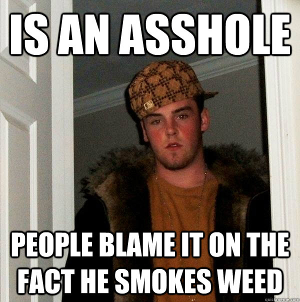 Is an asshole People blame it on the fact he smokes weed - Is an asshole People blame it on the fact he smokes weed  Scumbag Steve