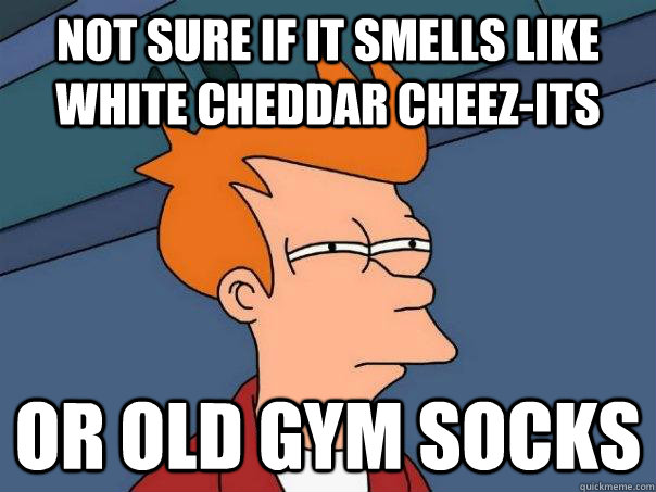 Not sure if it smells like white cheddar cheez-its or old gym socks  Futurama Fry