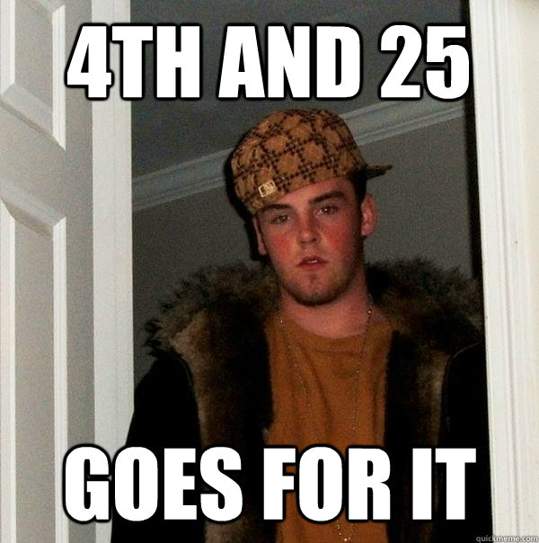 4th and 25 goes for it  Scumbag Steve