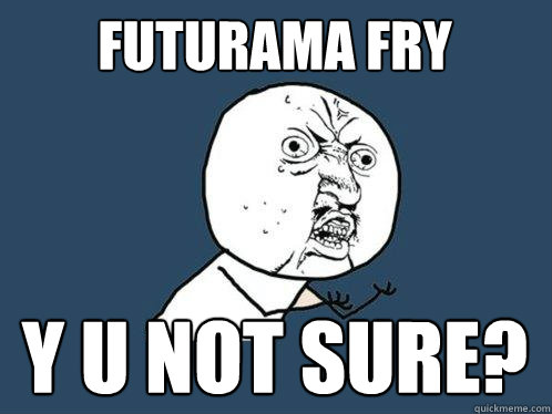 futurama fry y u not sure?  Y U No