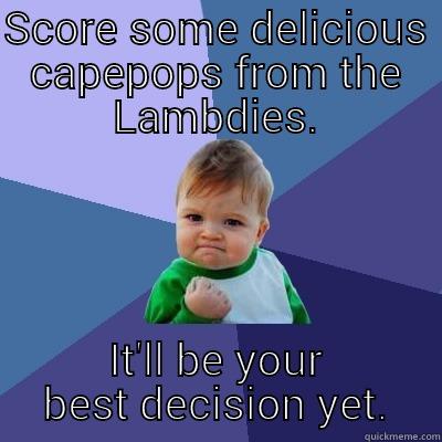 Cake pop babeh - SCORE SOME DELICIOUS CAPEPOPS FROM THE LAMBDIES. IT'LL BE YOUR BEST DECISION YET. Success Kid