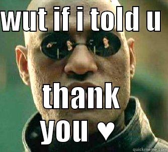 WUT IF I TOLD U  THANK YOU ♥  Matrix Morpheus