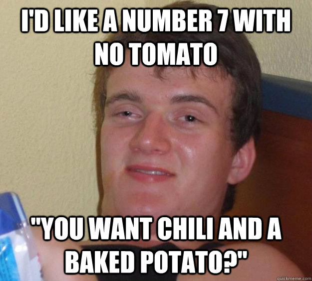 I'd like a number 7 with no tomato 