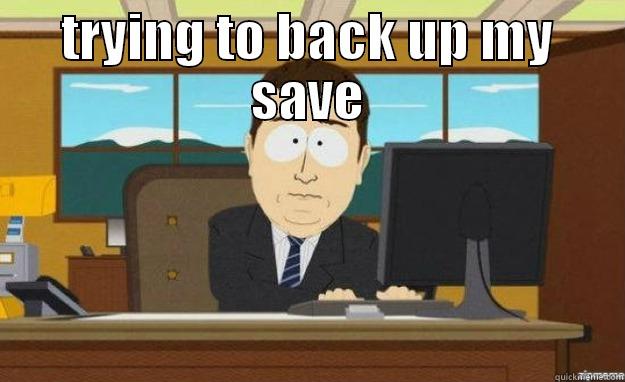 TRYING TO BACK UP MY SAVE  aaaand its gone