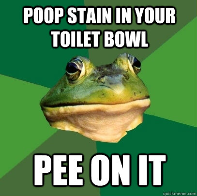 Poop stain in your toilet bowl pee on it - Poop stain in your toilet bowl pee on it  Foul Bachelor Frog