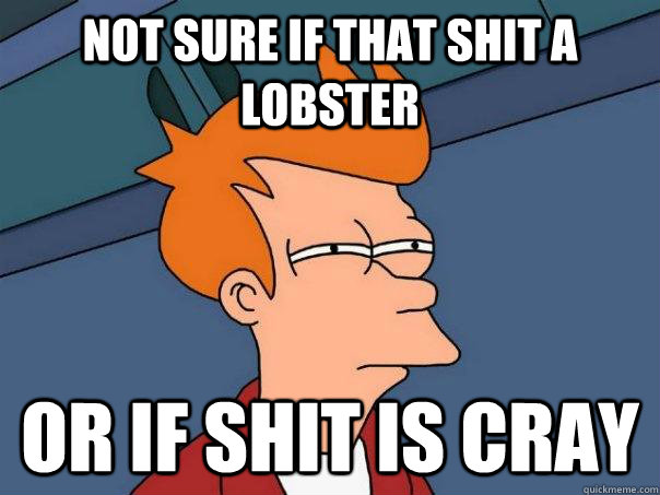 Not sure if that shit a lobster or if shit is Cray  Futurama Fry