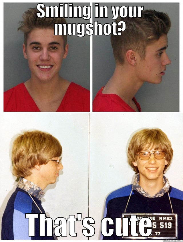 Justin Bieber Mugshot - SMILING IN YOUR MUGSHOT? THAT'S CUTE Misc