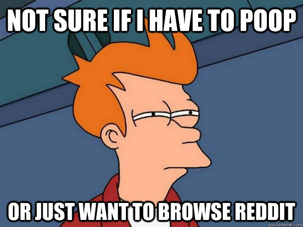 NOT SURE IF I HAVE TO POOP OR JUST WANT TO BROWSE REDDIT  Futurama Fry