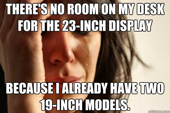 There's no room on my desk for the 23-inch display because I already have two 19-inch models.  First World Problems