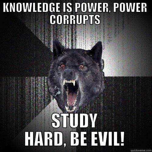 A logical deduction - KNOWLEDGE IS POWER, POWER CORRUPTS STUDY HARD, BE EVIL! Insanity Wolf