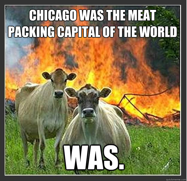 Chicago was the meat packing capital of the world was.  Evil cows