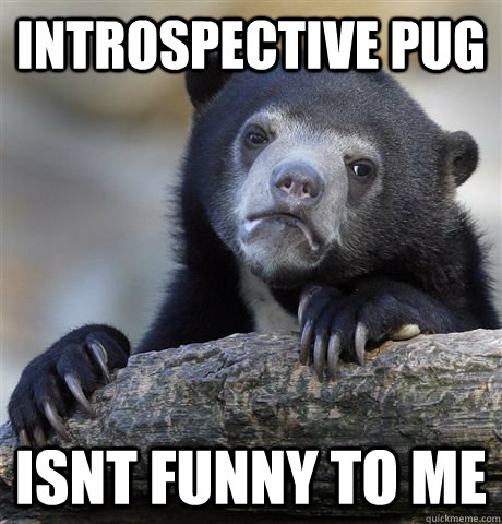 introspective pug isnt funny to me  Confession Bear