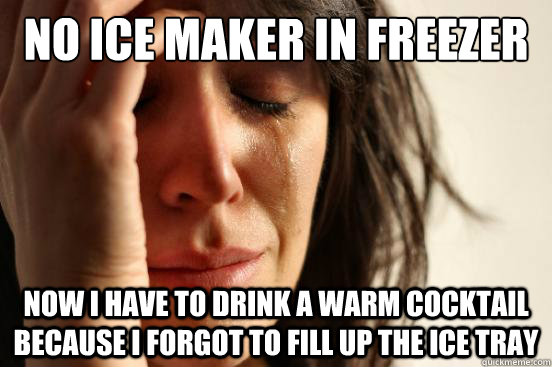 No Ice Maker In Freezer Now I Have To Drink A Warm Cocktail Because I Forgot To Fill Up The Ice 1434