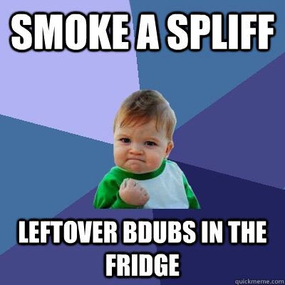 smoke a spliff leftover bdubs in the fridge  Success Kid