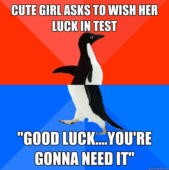 cute girl asks to wish her luck in test 