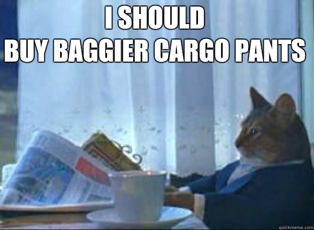 I should 
buy baggier cargo pants    I should buy a boat cat