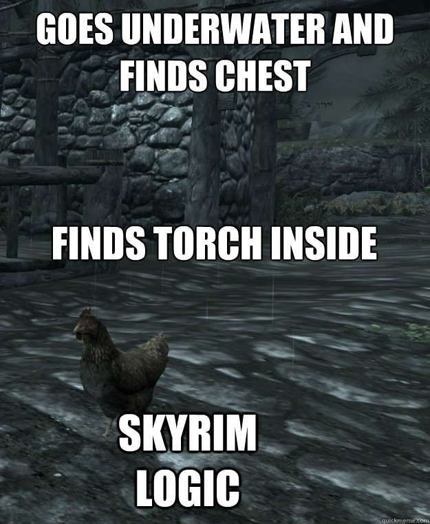goes underwater and finds chest
 finds torch inside skyrim logic - goes underwater and finds chest
 finds torch inside skyrim logic  Skyrim Logic