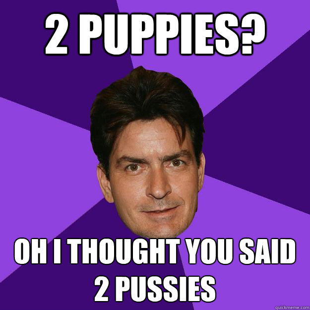 2 puppies? oh i thought you said 2 pussies  Clean Sheen