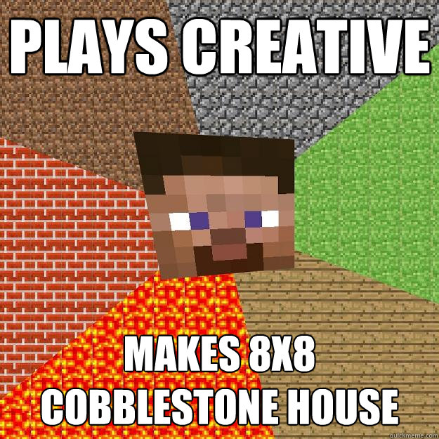 Plays creative  makes 8x8 cobblestone house - Plays creative  makes 8x8 cobblestone house  Minecraft