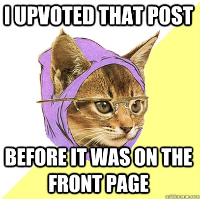 I upvoted that post Before it was on the front page  Hipster Kitty