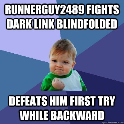 Runnerguy2489 fights Dark Link blindfolded Defeats him first try while backward  Success Kid