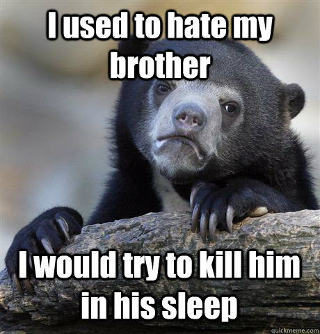 I used to hate my brother I would try to kill him in his sleep  Confession Bear