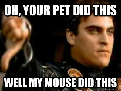 Oh, your pet did this Well my mouse did this  Downvoting Roman