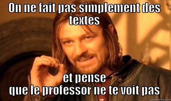 ON NE FAIT PAS SIMPLEMENT DES TEXTES ET PENSE QUE LE PROFESSOR NE TE VOIT PAS Boromir