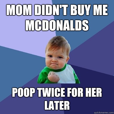 mom didn't buy me mcdonalds poop twice for her later  Success Kid