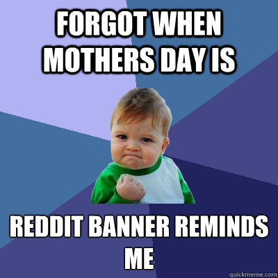 Forgot when mothers day is Reddit banner reminds me  Success Kid