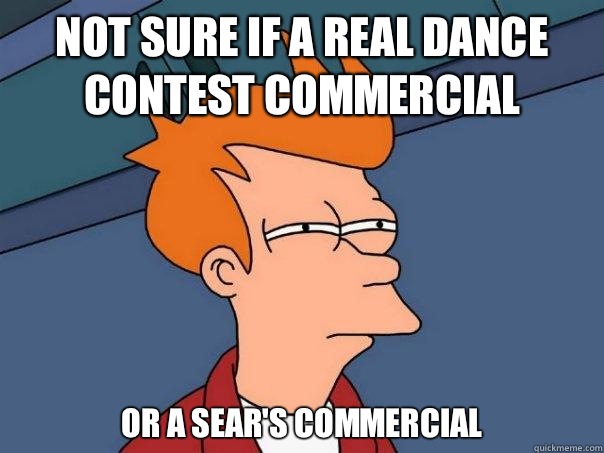 not sure if a real dance contest commercial or a sear's commercial  Futurama Fry