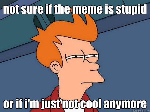 not sure if the meme is stupid or if i'm just not cool anymore  Futurama Fry