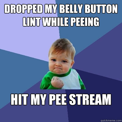 Dropped my belly button lint while peeing hit my pee stream  Success Kid