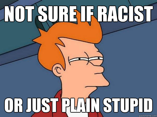 not sure if racist or just plain stupid  Futurama Fry